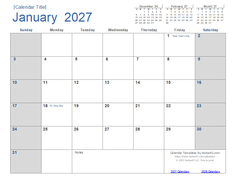 Customizable 2027 Monthly Calendar Designed for Easy Editing in Word 21 2027 calendar template light