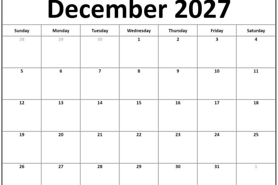 Get Your Free Printable Calendar for December 2027 Today 35 December 2027 calendar b17