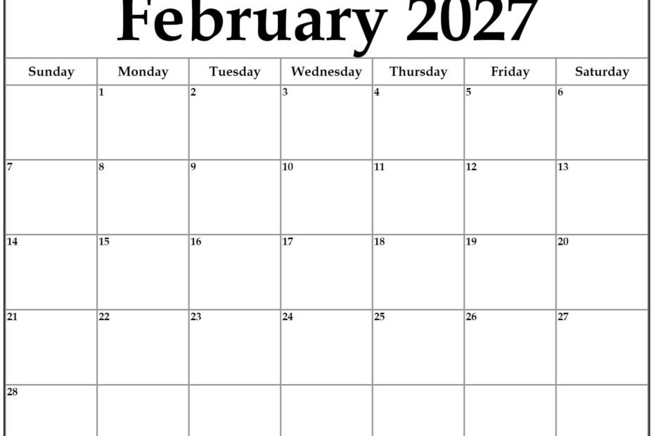 Printable February 2027 Calendar Templates Available for Instant Download 69 February 2027 calendar b3 2
