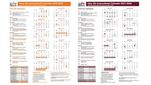 Key Dates and Important Events in the 2027-2028 Katy ISD School Year Calendar Overview 73 FinalCalendars26 28