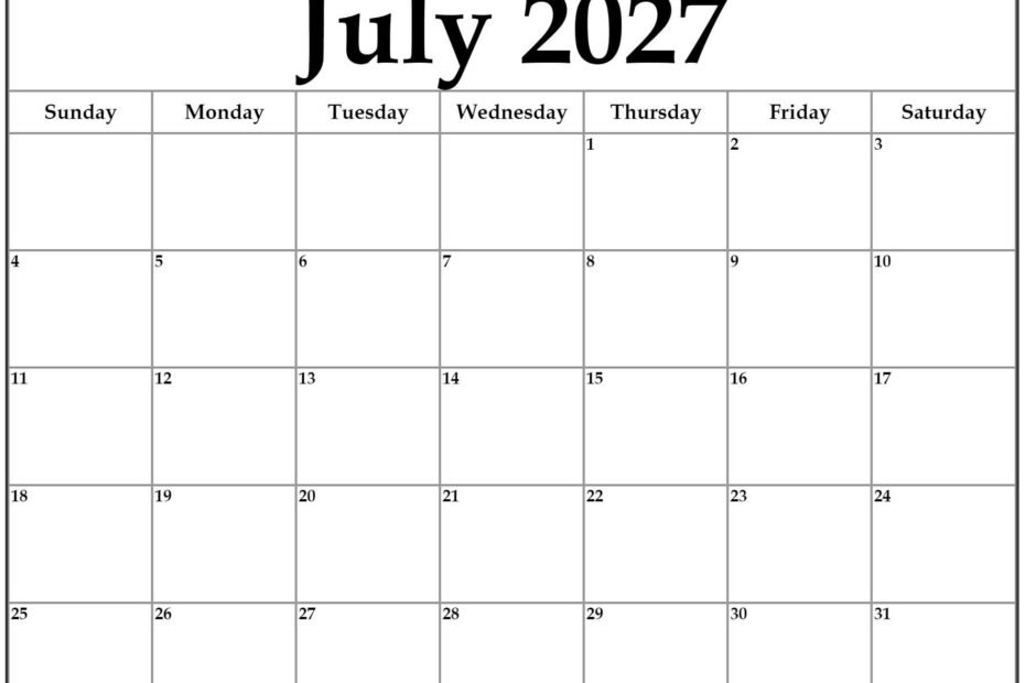 Download Your Free July 2027 Printable Calendar Now 69 July 2027 calendar b3