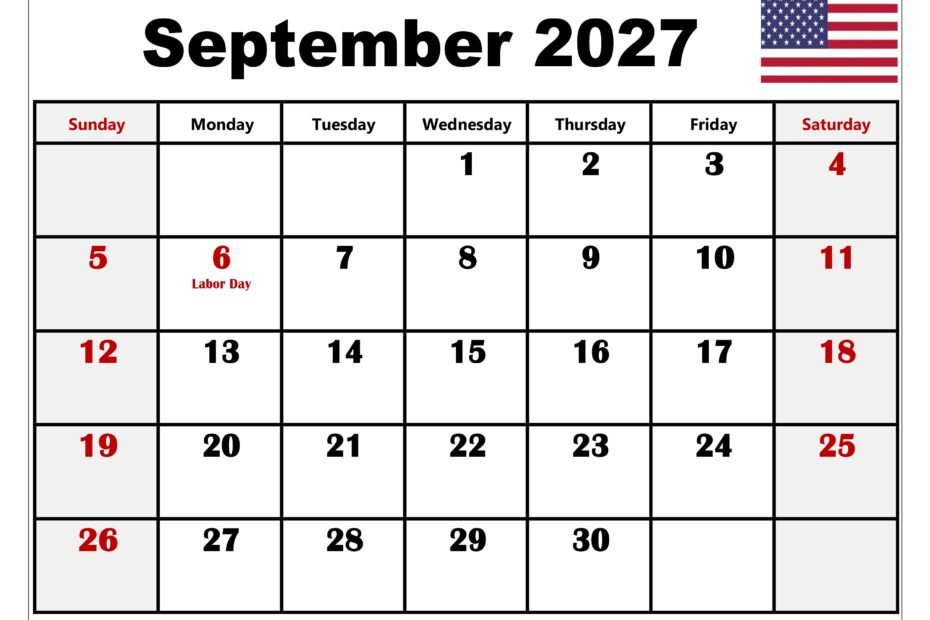 September 2027 Calendar with Holidays