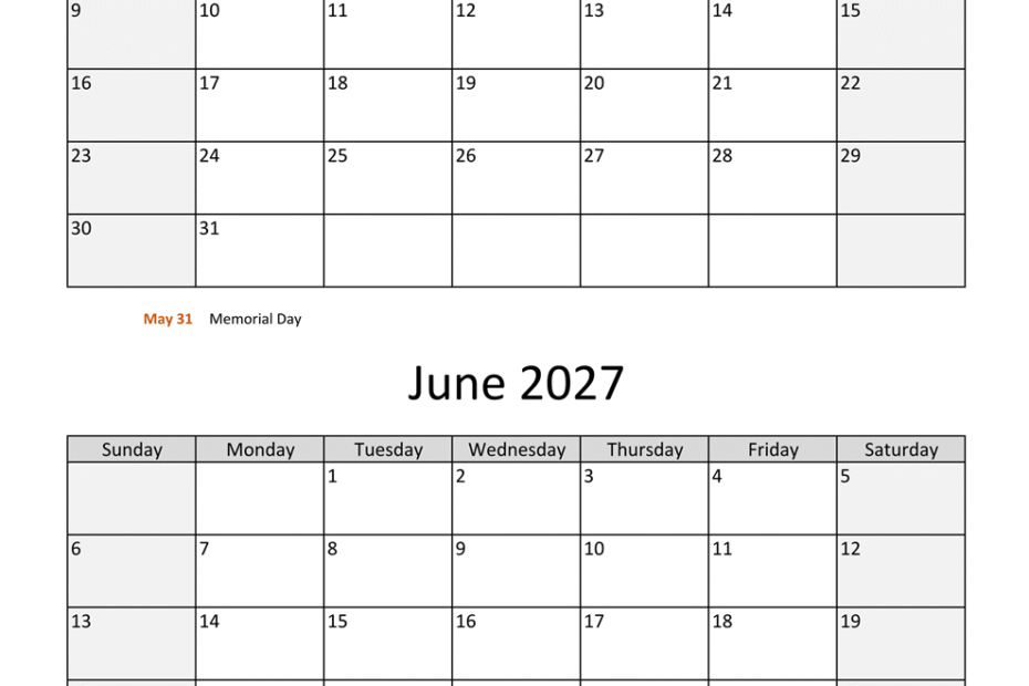 Your Ultimate May and June 2027 Calendar Overview and Planning Guide 112 may june two months 2027 calendar vertical