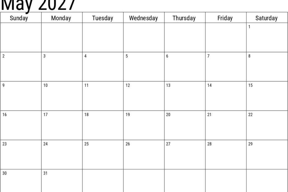Download Your Free Printable Calendar for May 2027 Today 63 2027 may calendar 1