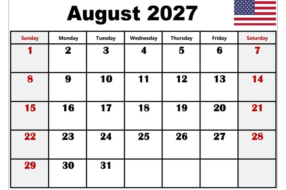 Discover All the Must-Know Holidays Happening in August 2027 67 August 2027 Calendar with Holidays