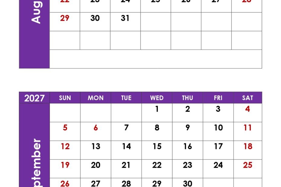 Everything You Need to Know About August and September 2027: The Ultimate Overview 63 August and September 2027 Calendar with Holidays