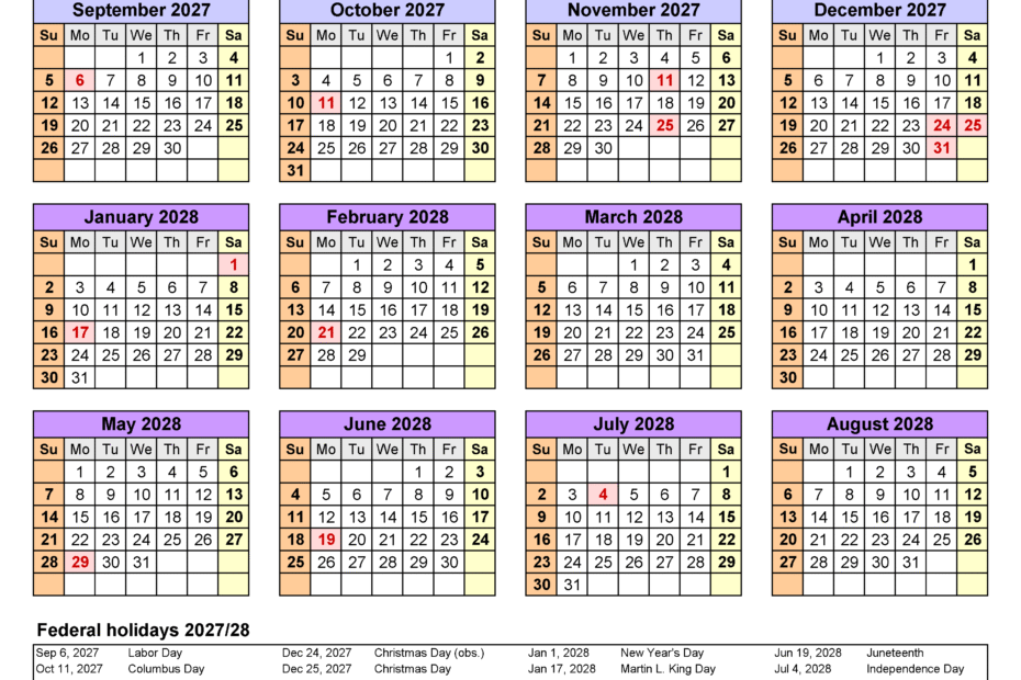 academic calendar 2027 2028 2