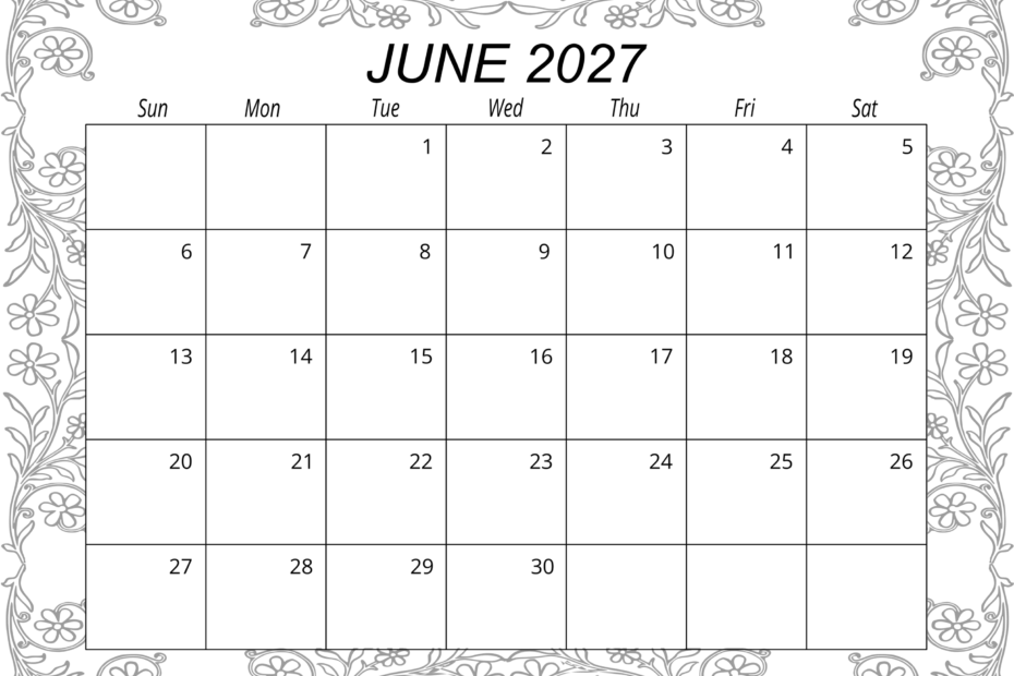 free printable monthly calendar june 2027 fefefe 999999