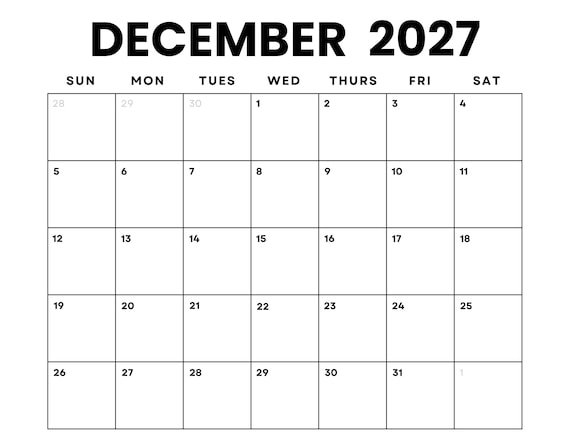 Download Your Free December 2027 Printable Calendar Today 6